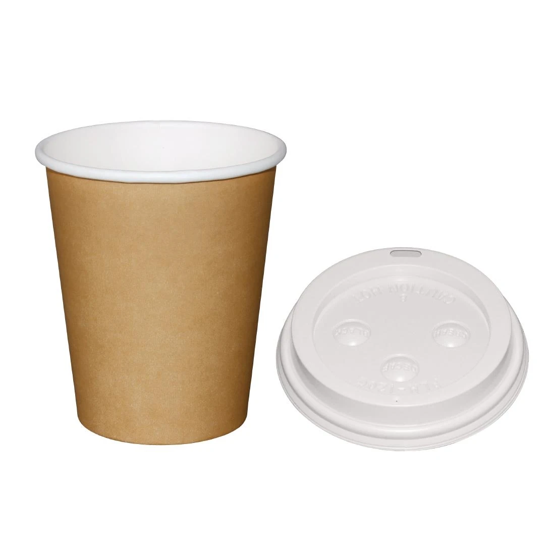 Fiesta Recyclable SA434 Fiesta Hot Cups Single Wall Kraft with White Lid - 225ml (Box 1000) product image