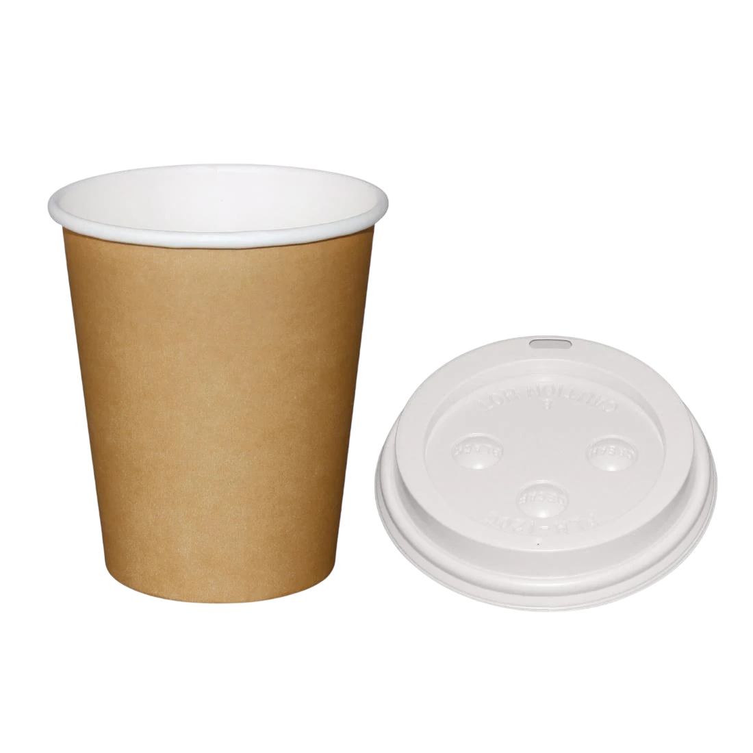 Fiesta Recyclable SA434 Fiesta Hot Cups Single Wall Kraft with White Lid - 225ml (Box 1000) product image