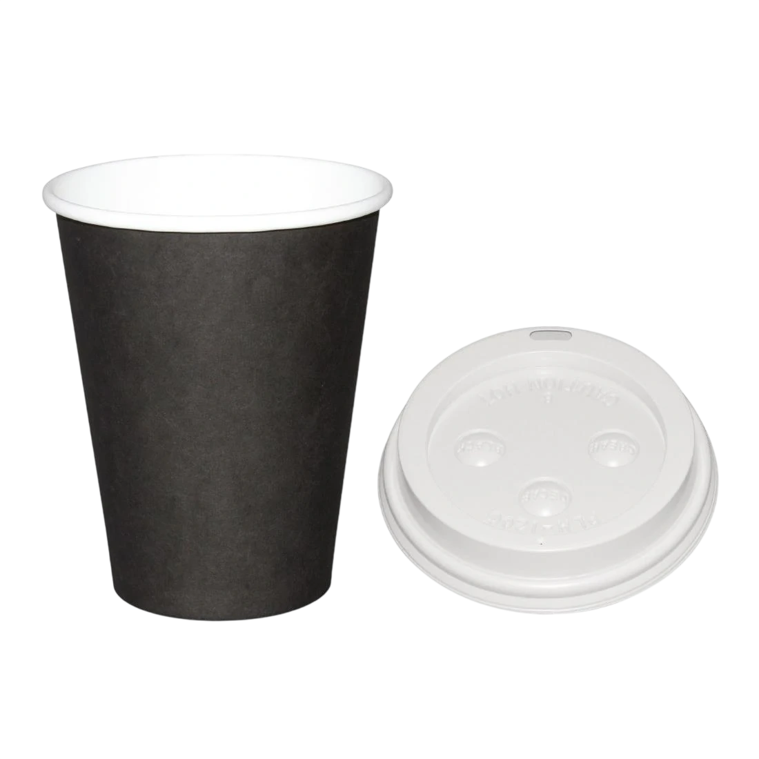Fiesta Recyclable SA435 Fiesta Hot Cups Single Wall Black with White Lid - 225ml (Box 1000) product image
