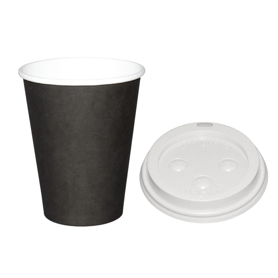 Fiesta Recyclable SA436 Fiesta Hot Cups Single Wall Black with White Lid - 340ml (Box 1000) product image