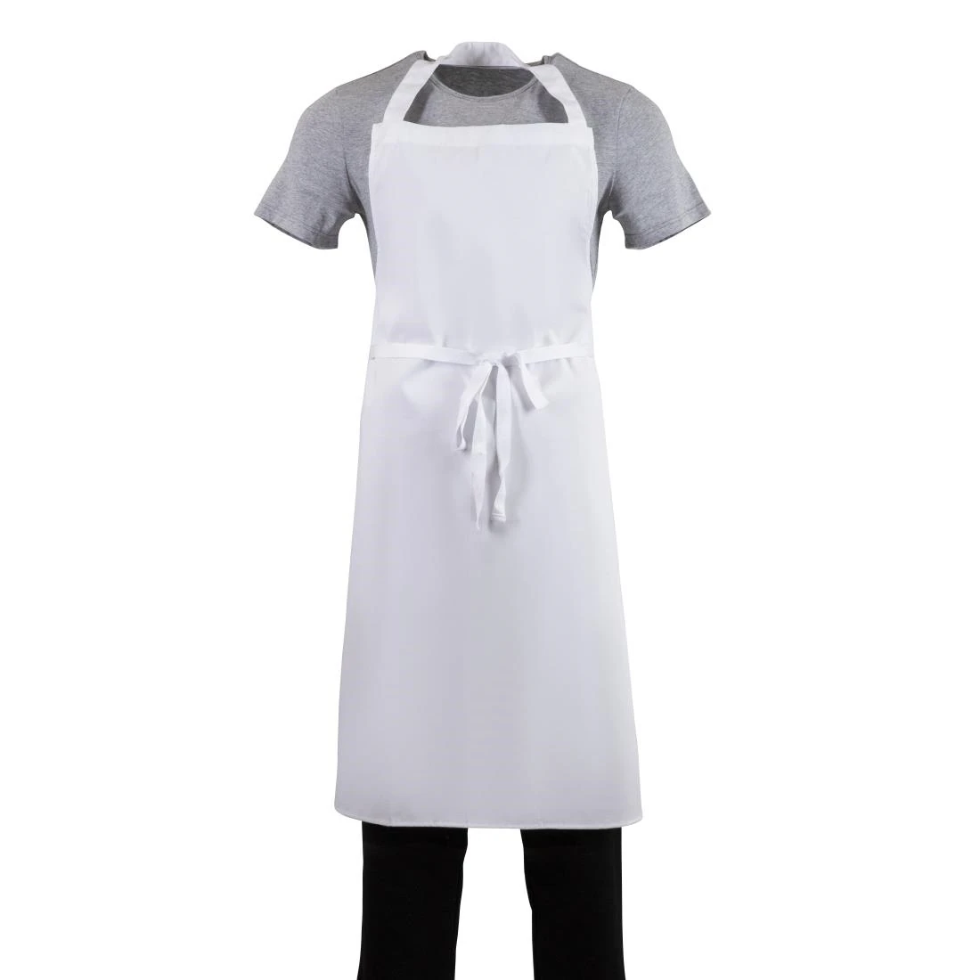 Whites Chefs Clothing A522 Whites Bib Apron White with Eyelets Polycotton Extra Large - 36-42" product image
