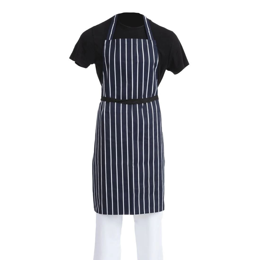Whites Chefs Clothing A530 Whites Bib Apron Blue/White Butchers Stripe - 711-965mm product image