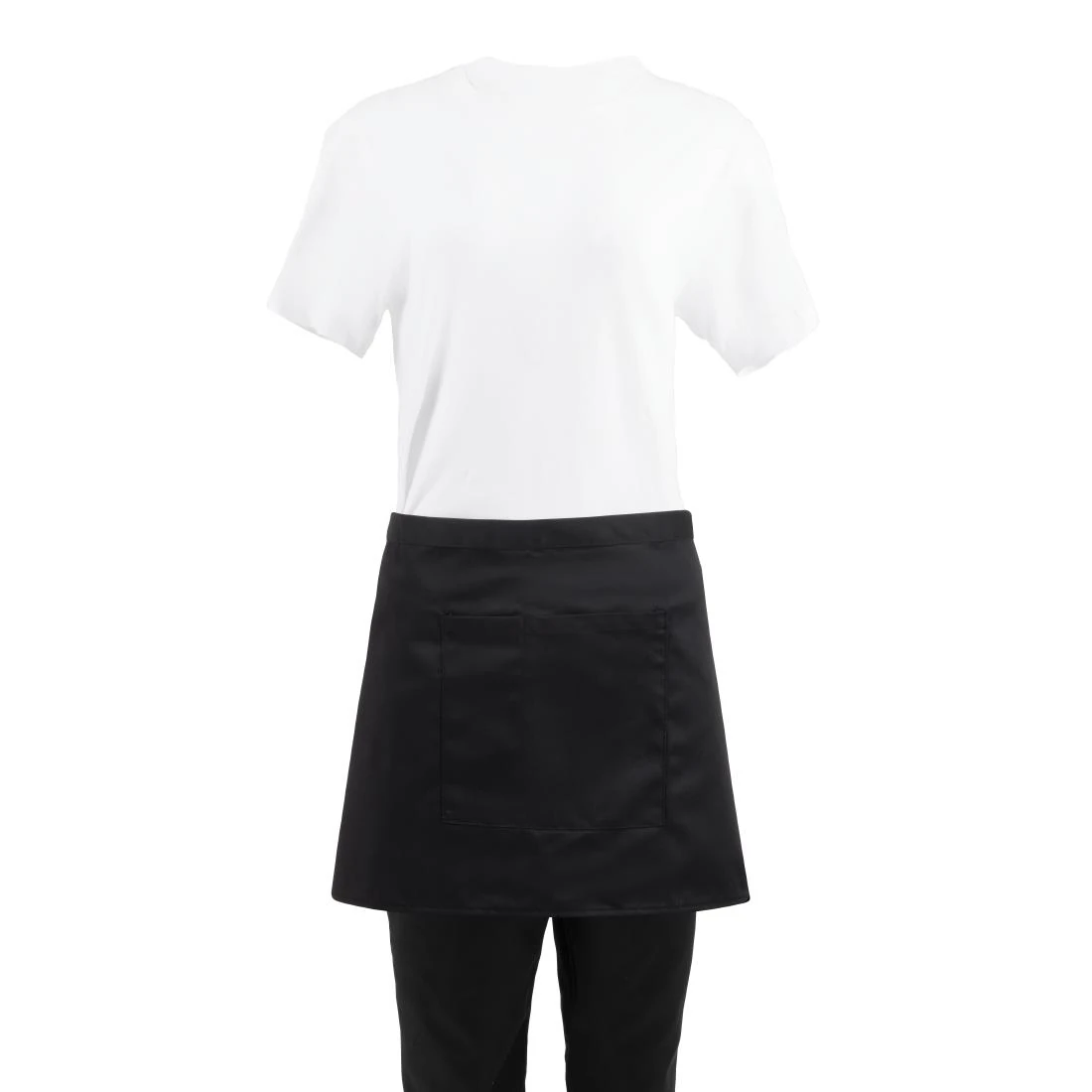 Whites Chefs Clothing B131 Whites Short Bistro Apron Black - 750x373mm 29.5x14.7" product image