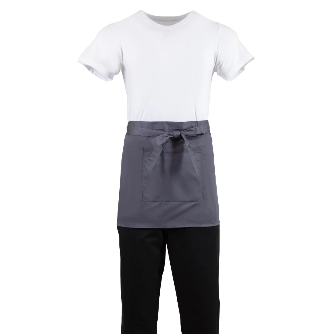 Whites Chefs Clothing B157 Whites Short Bistro Apron Charcoal - 750x373mm 29.5x14.7" product image