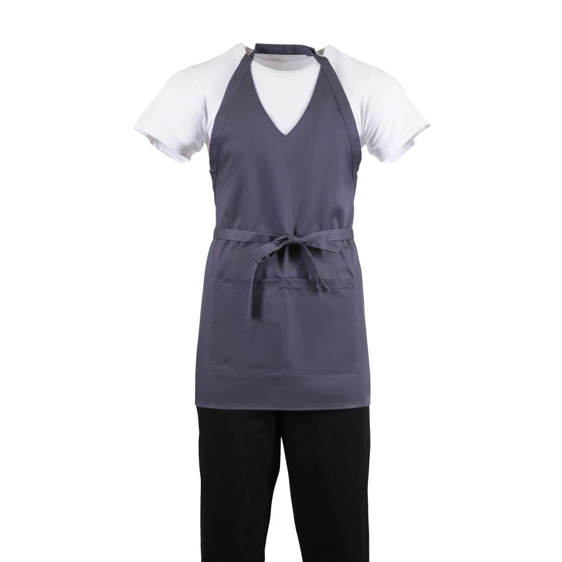 Whites Chefs Clothing B422 Whites V Neck Service Apron - Charcoal product image