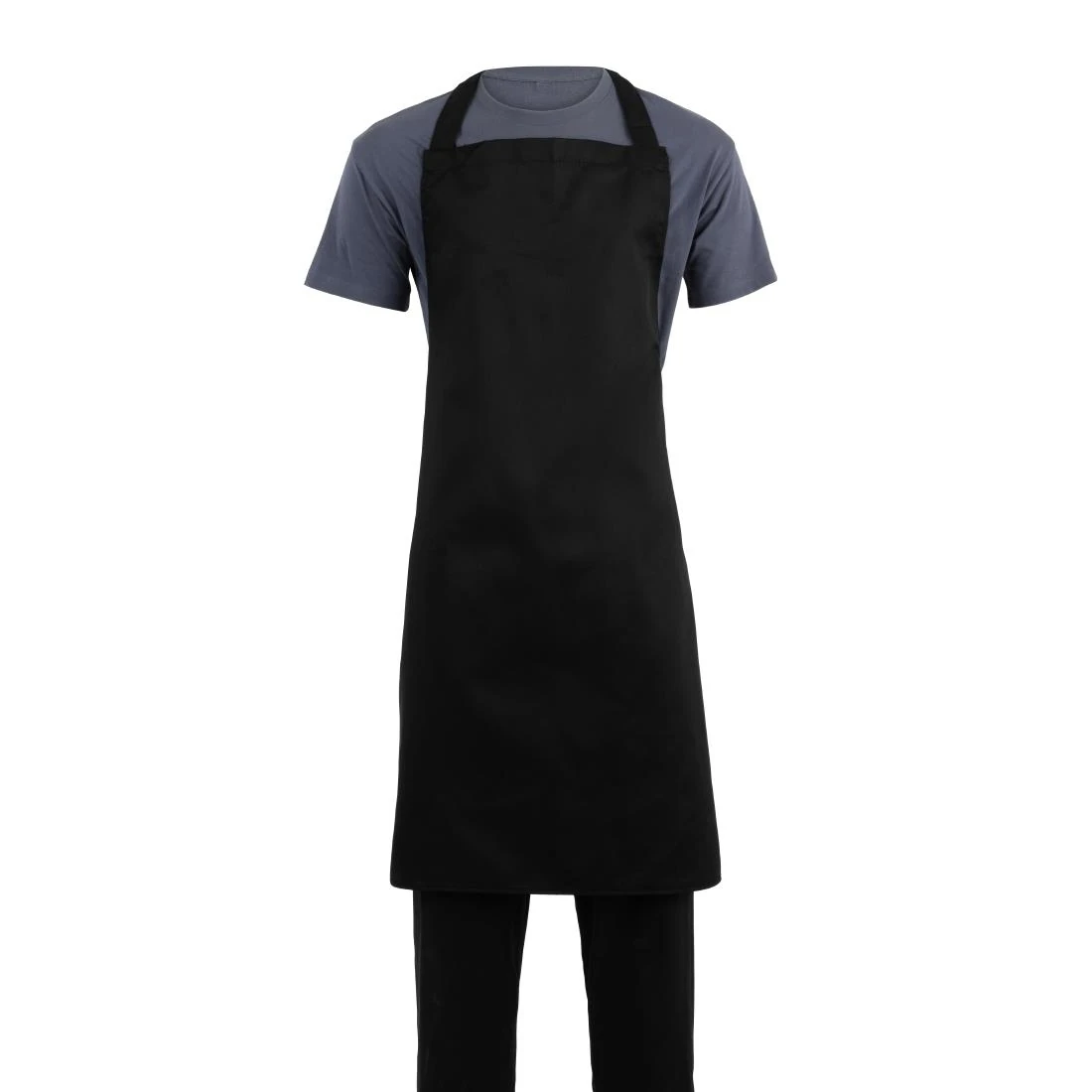 Whites Chefs Clothing B887 Whites Black Bib Apron XL product image