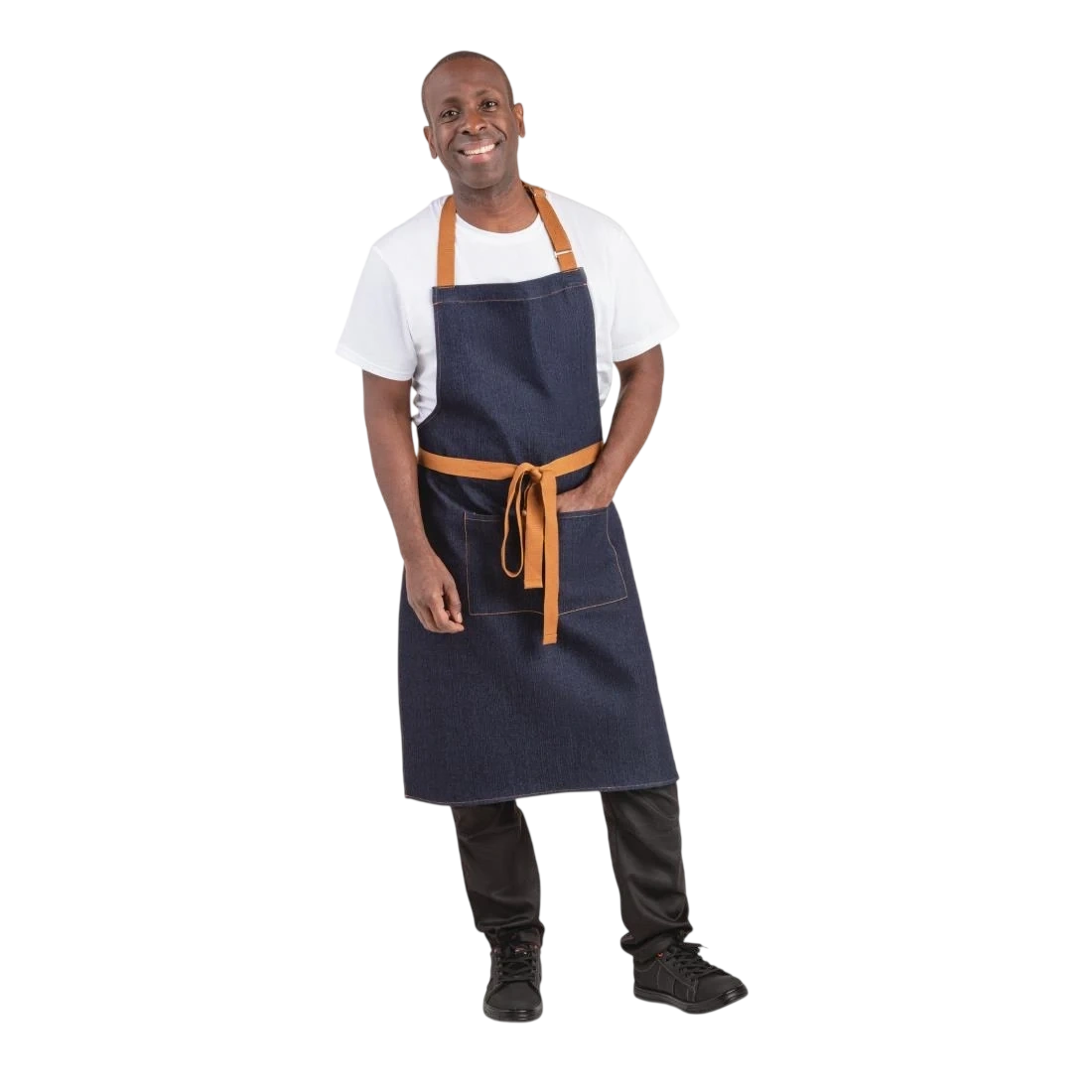 Southside B980 Bib Apron Denim Blue (Tan Ties) - 700x1000mm product image