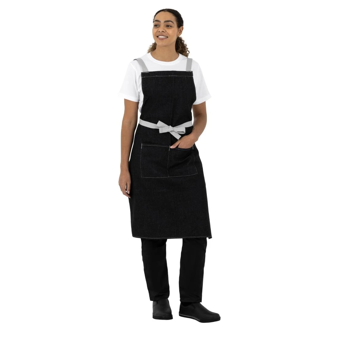Southside BB057 X-Cross Back Bib Apron Denim Black - 1000x700mm product image