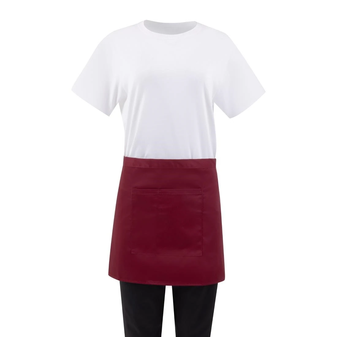 Whites Chefs Clothing BB177 Whites Short Bistro Apron Burgundy - 750x373mm 29.5x14.7" product image