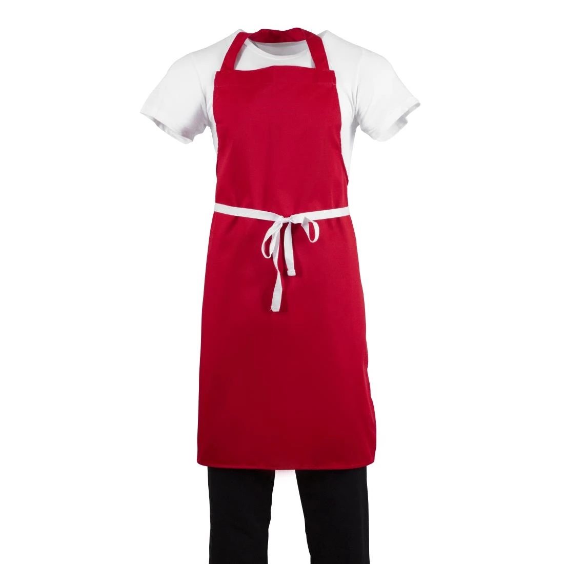 Whites Chefs Clothing BB466 Whites Bib Apron Polycotton Red product image