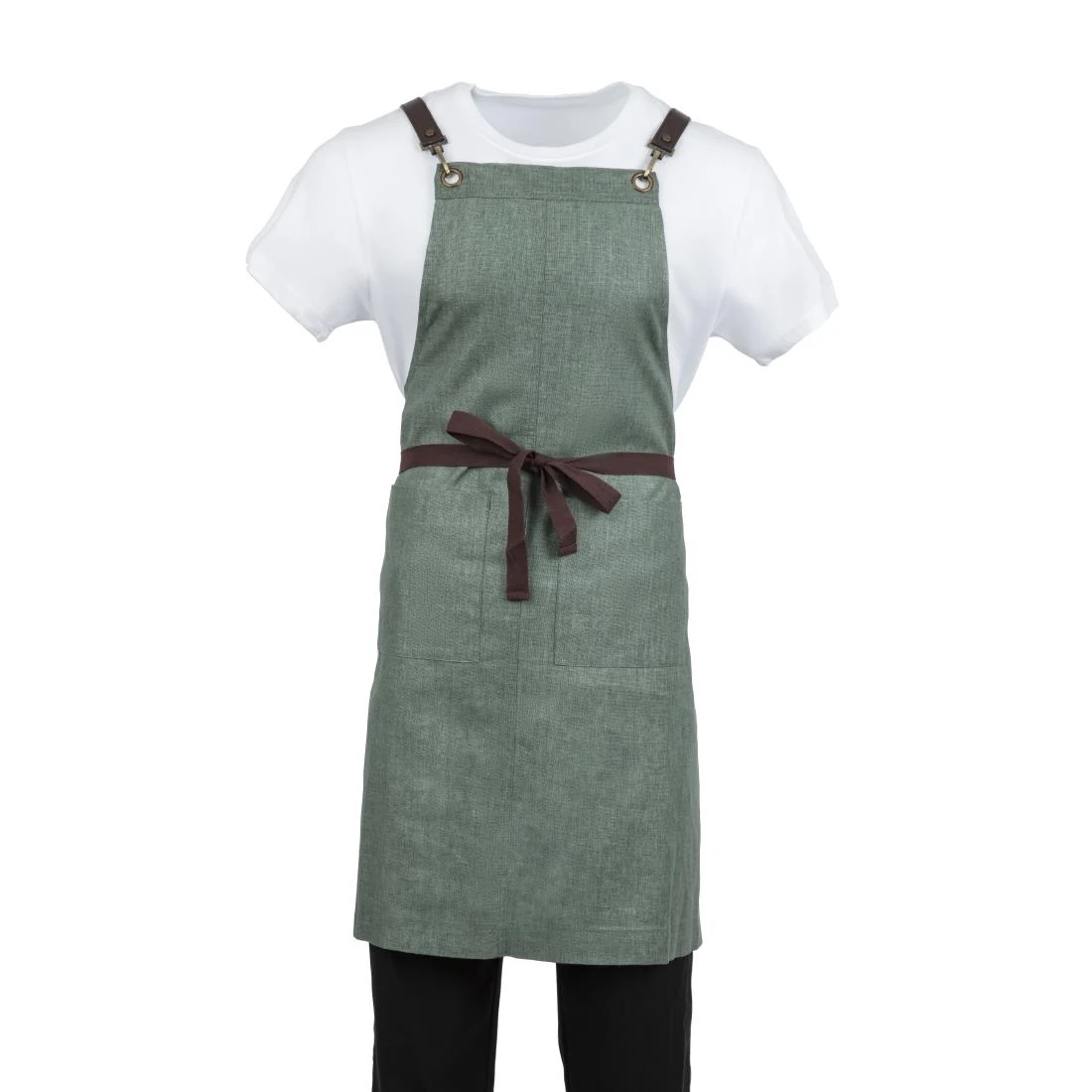 Southside BB690 Linen Blend Bib Apron Forest Green product image