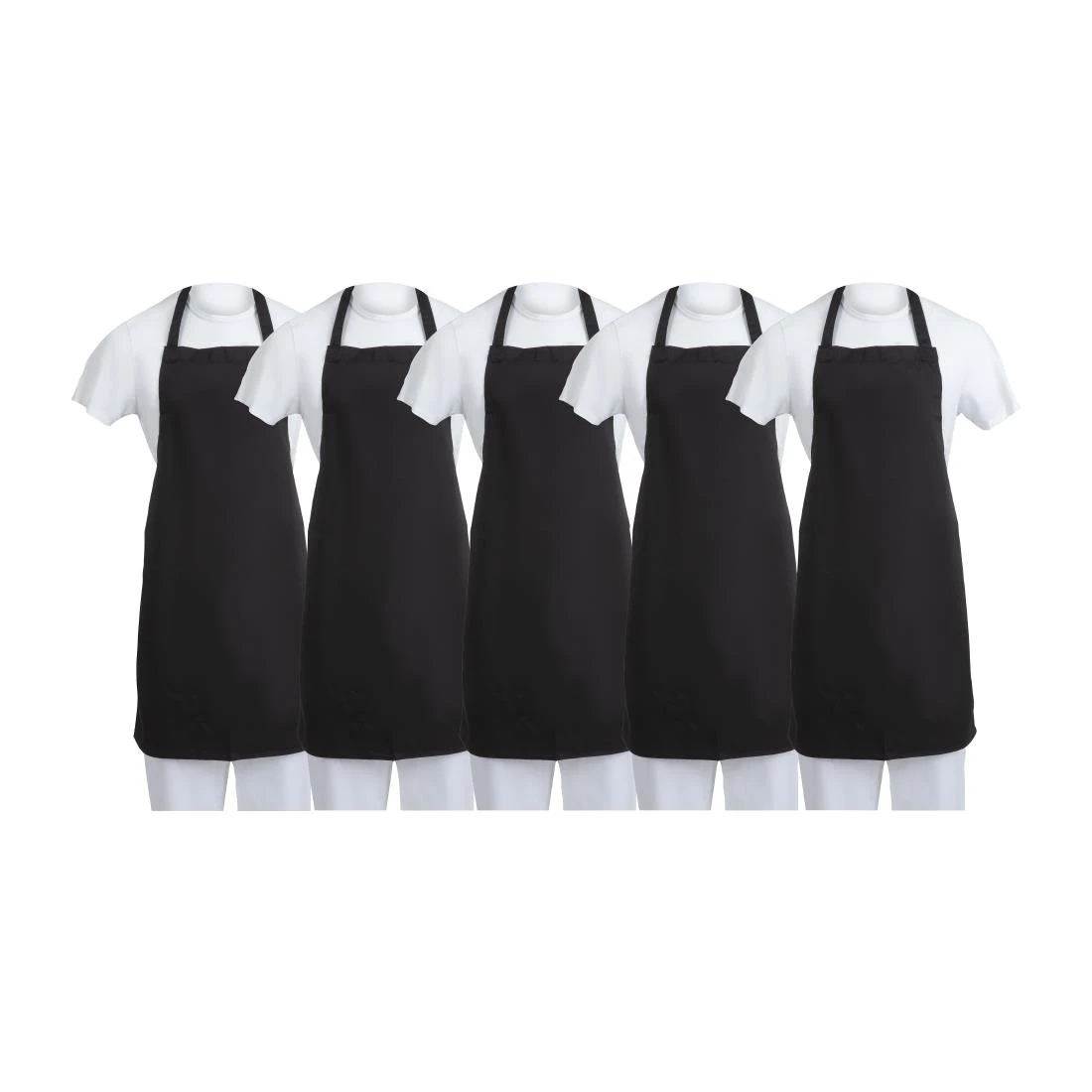 Whites Chefs Clothing SA816 Whites Bib Apron Polycotton Black - A279 (Pack 5) product image