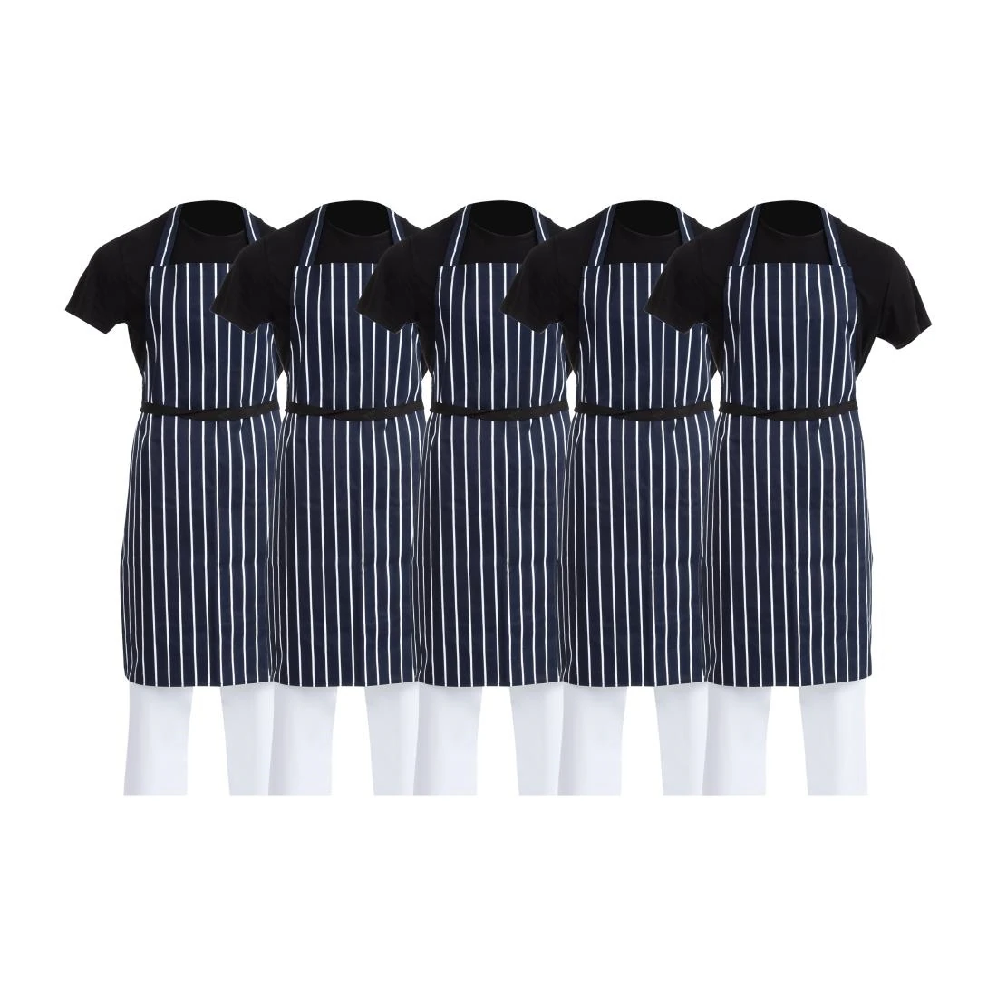 Whites Chefs Clothing SA820 EDLP Whites Bib Apron Blue/White Butchers Stripe - A530 (Pack 5) product image