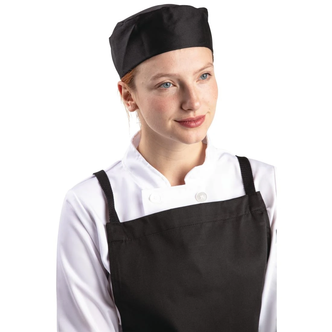 Whites Chefs Clothing A206-L Whites Skull Cap Black Polycotton - Size L product image