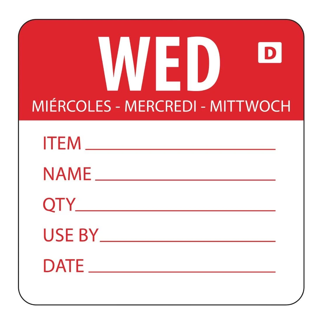 Hygiplas GH353 Day of the Week Dissolvable Food Prep Label Wednesday 2'' (Roll 250) product image