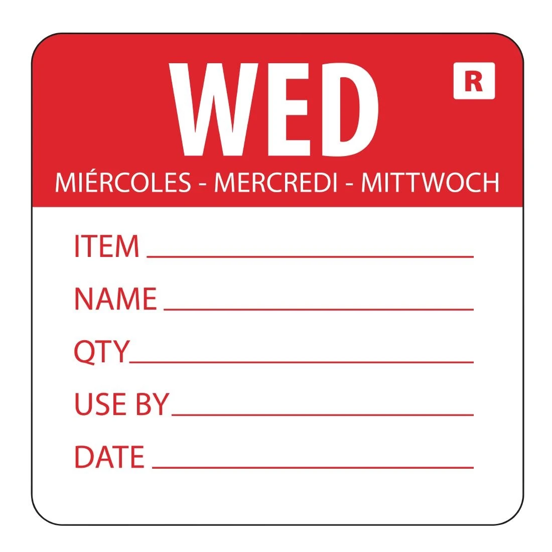 Hygiplas L068 Day Of the Week Removable Food Prep Label Wednesday 2'' (Roll 500) product image