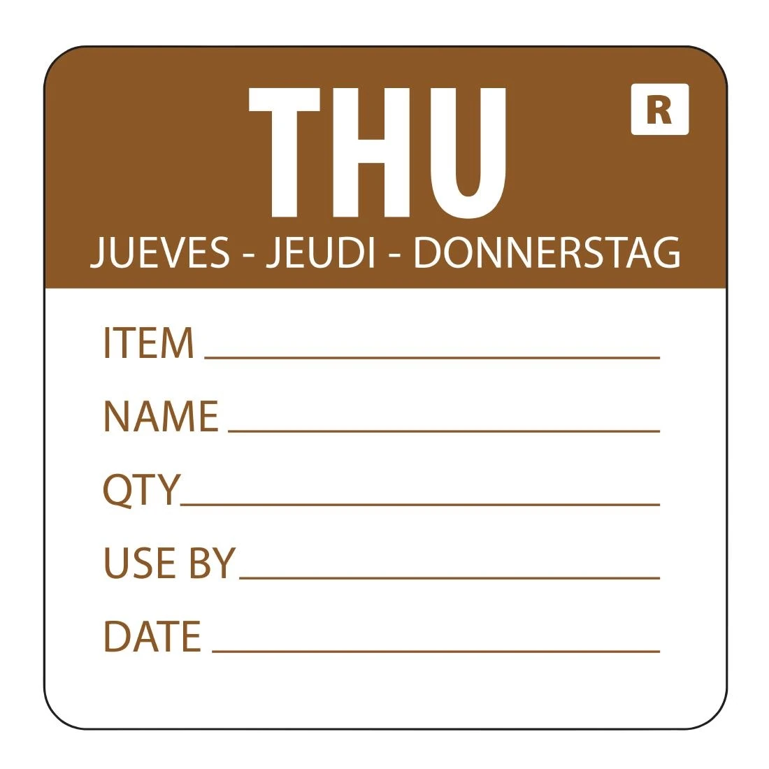Hygiplas L069 Day Of the Week Removable Food Prep Label Thursday 2'' (Roll 500) product image