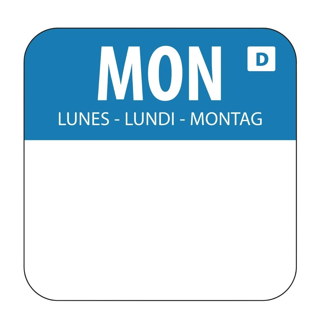 Hygiplas U777 Day of the Week Dissolvable Label Monday 1'' (Roll 1000) product image