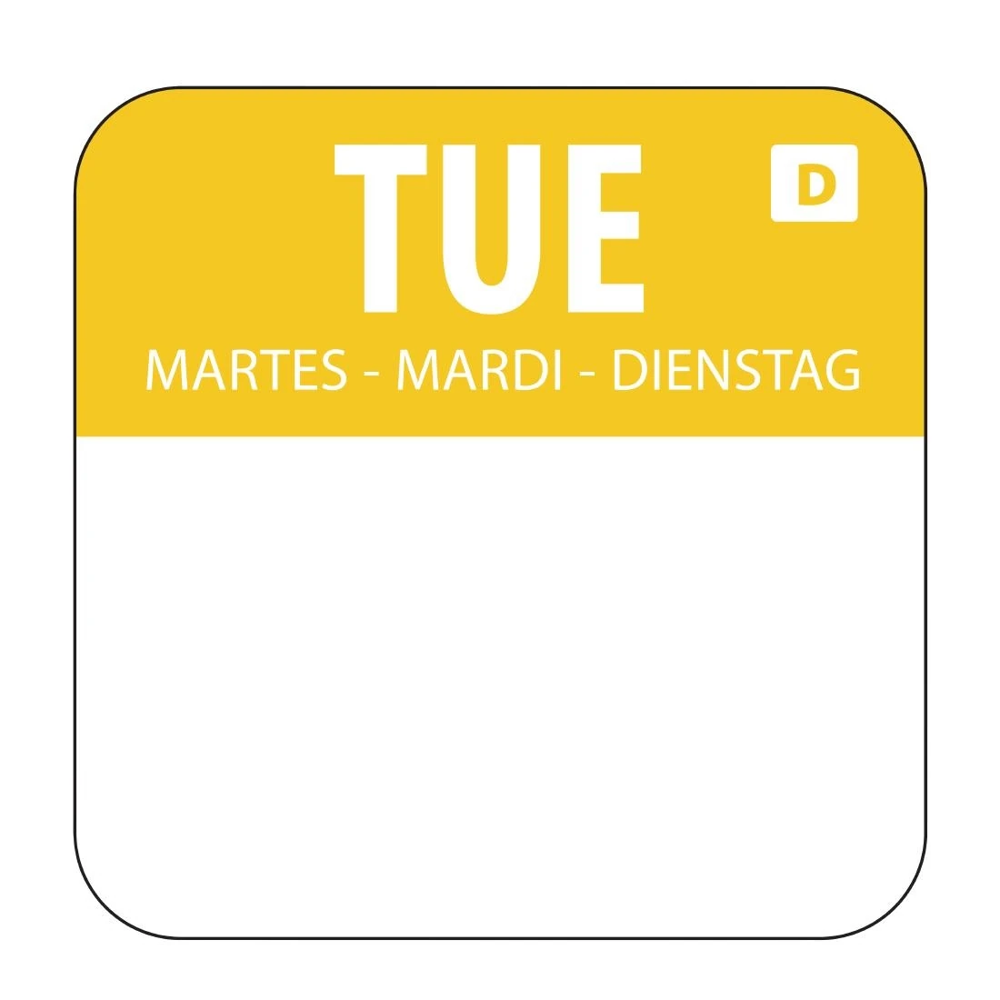 Hygiplas U778 Day of the Week Dissolvable Label Tuesday 1'' (Roll 1000) product image