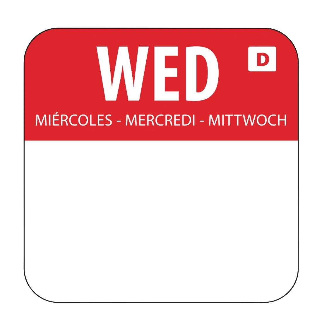 Hygiplas U779 Day of the Week Dissolvable Label Wednesday 1'' (Roll 1000) product image