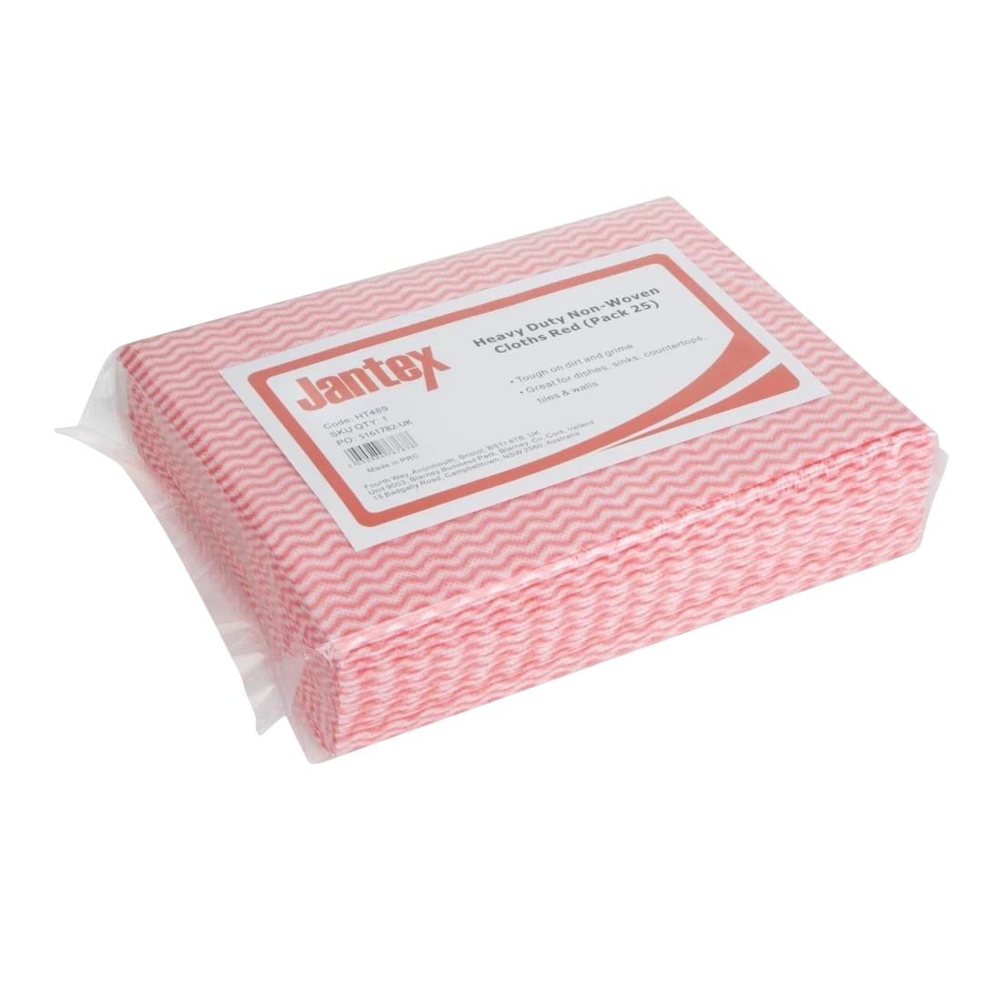 Jantex HT489 Heavy Duty Non-Woven Cloths Red (Pack 25) product image