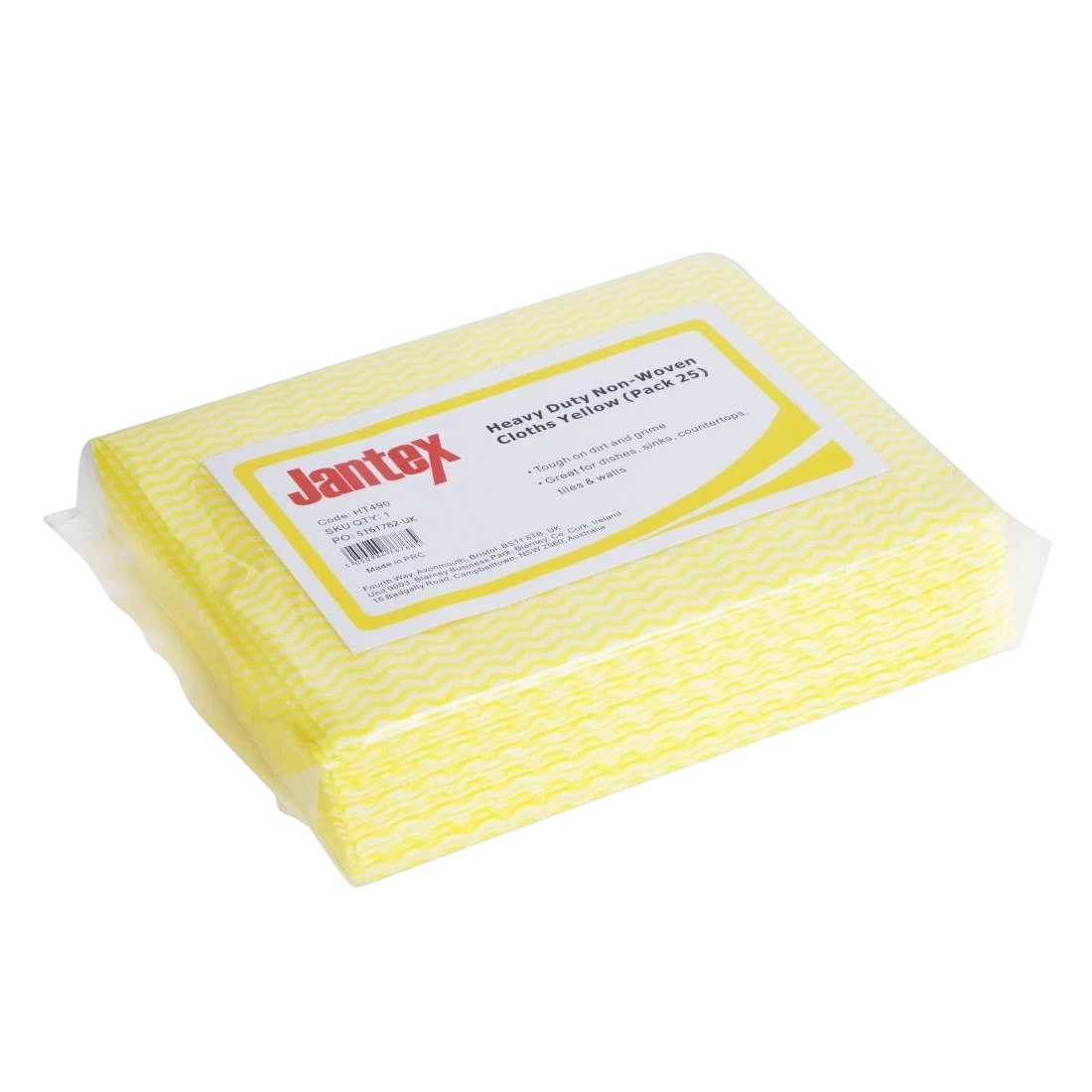 Jantex HT490 Heavy Duty Non-Woven Cloths Yellow (Pack 25) product image