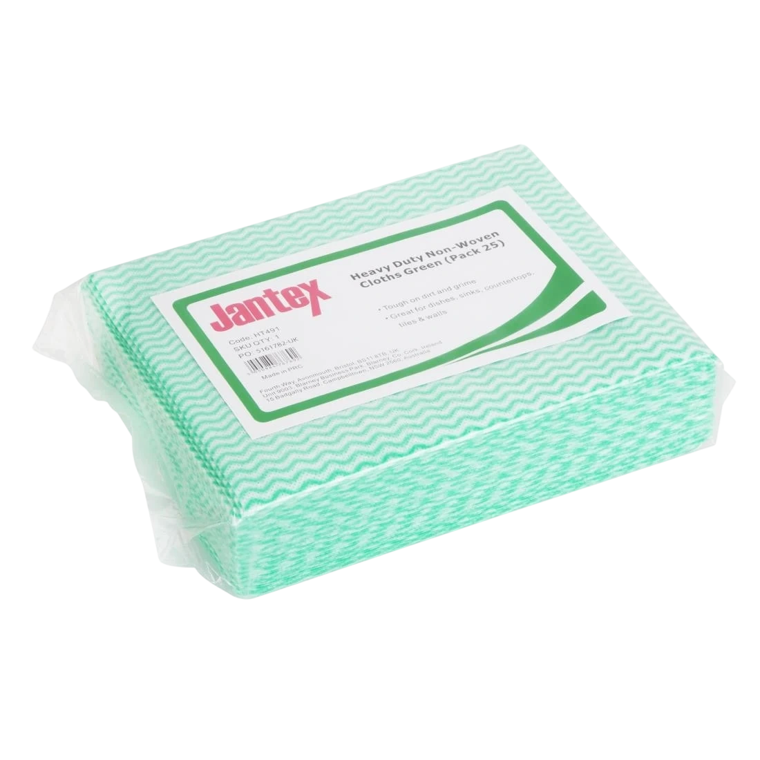 Jantex HT491 Heavy Duty Non-Woven Cloths Green (Pack 25) product image