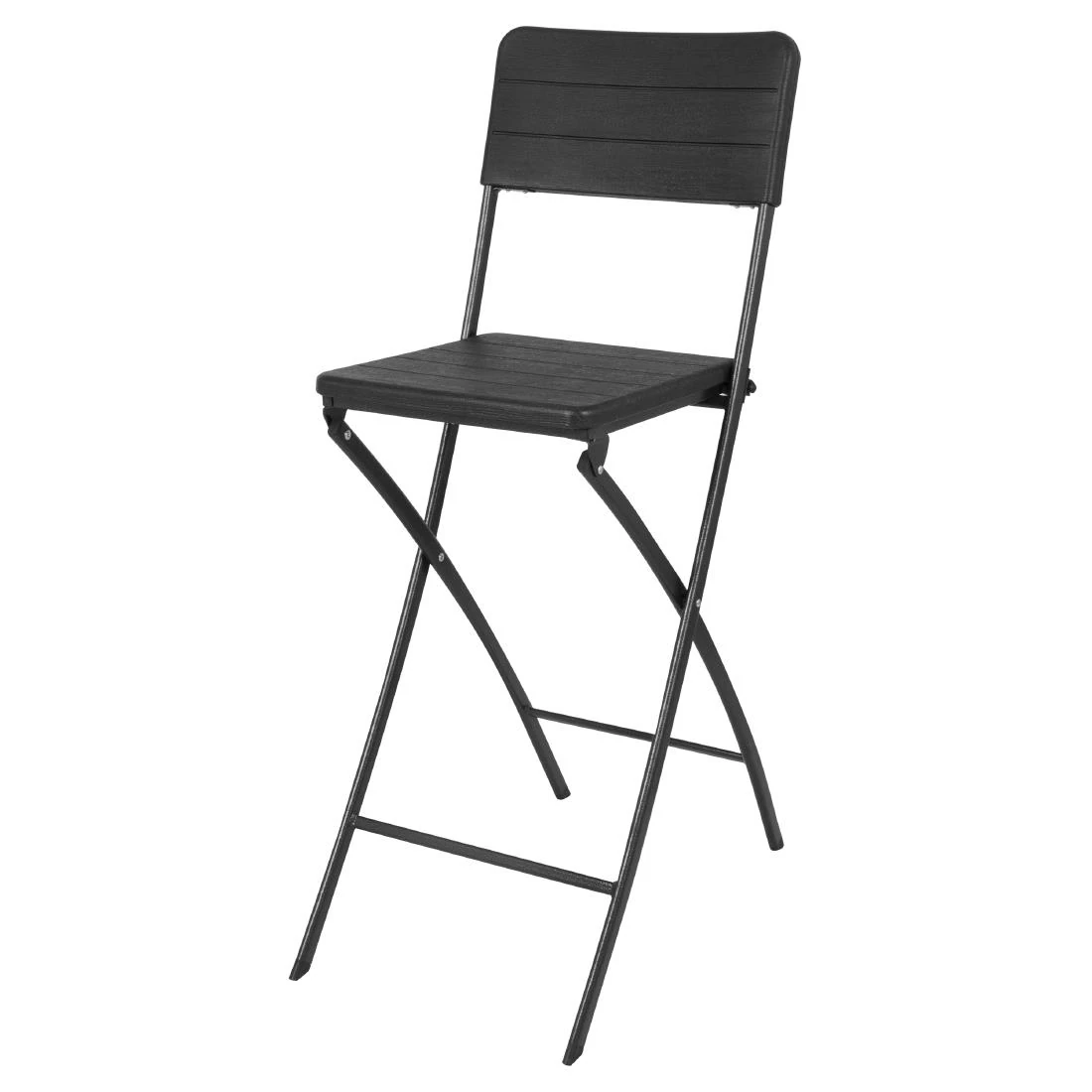 Bolero HZ893 Folding PE Bar Chair Black Wood Design (Set 2) product image