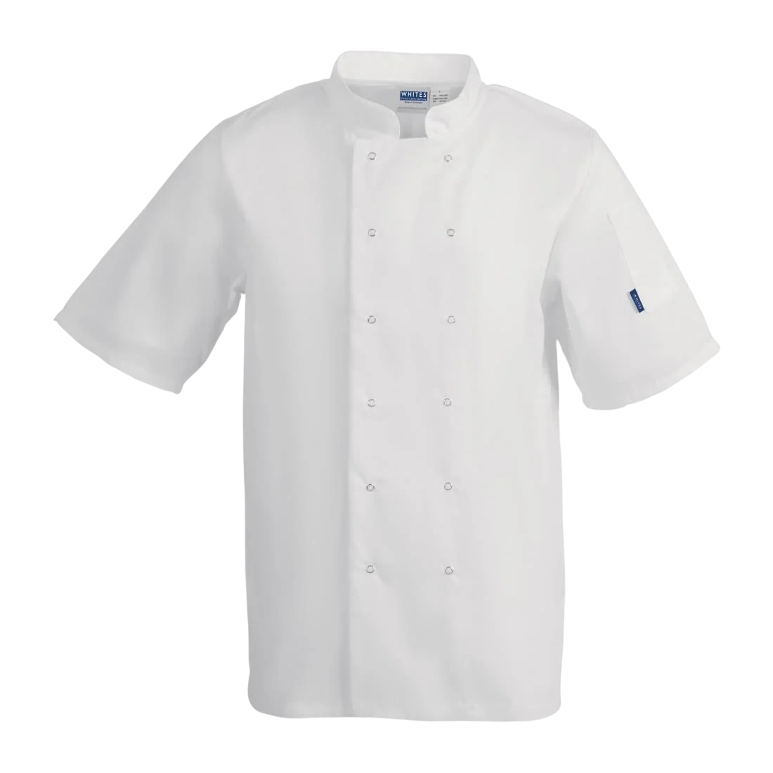 Whites Chefs Clothing A211-M Whites Vegas Chefs Jacket Short Sleeve White Polycotton - Size M product image