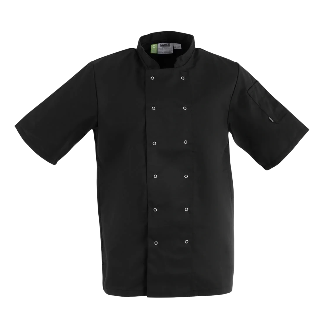 Whites Chefs Clothing A439-XL Whites Vegas Chefs Jacket Short Sleeve Black Polycotton - Size XL product image