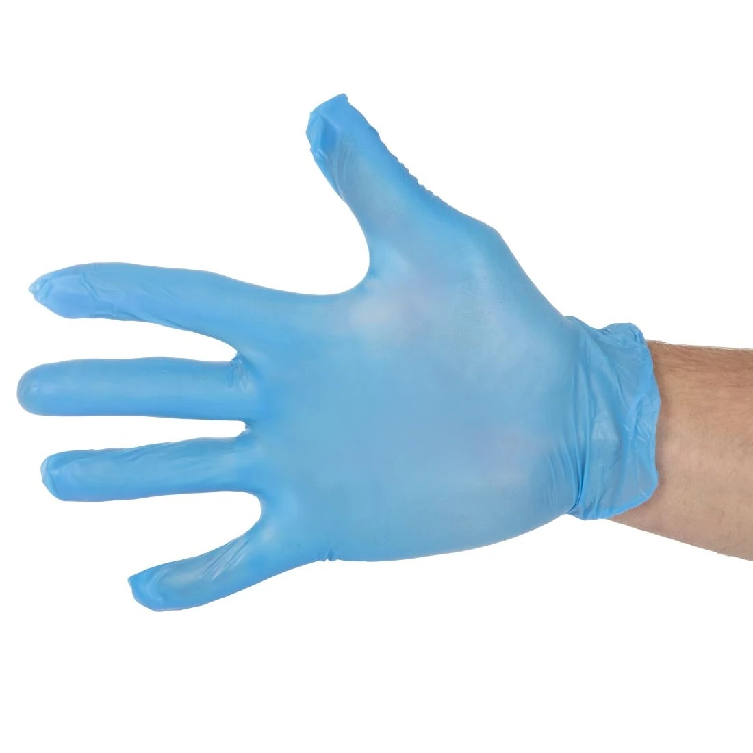 Hygiplas CF403-M Vinyl Blue Powder Free Gloves - Size M (Pack 100) product image