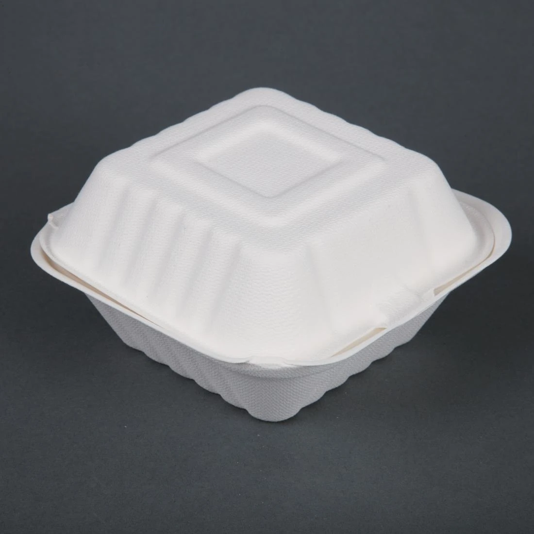Fiesta Compostable DW246 Bagasse Burger Box - 81x149x152mm (Pack 500) product image
