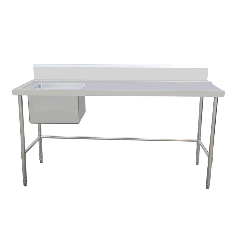 Kitchen Knock 424525 Inlet Bench - Single Sink with Splashback & Leg Brace – Inlet on Right - Sink on Left / 700 / ASSD-1270RL