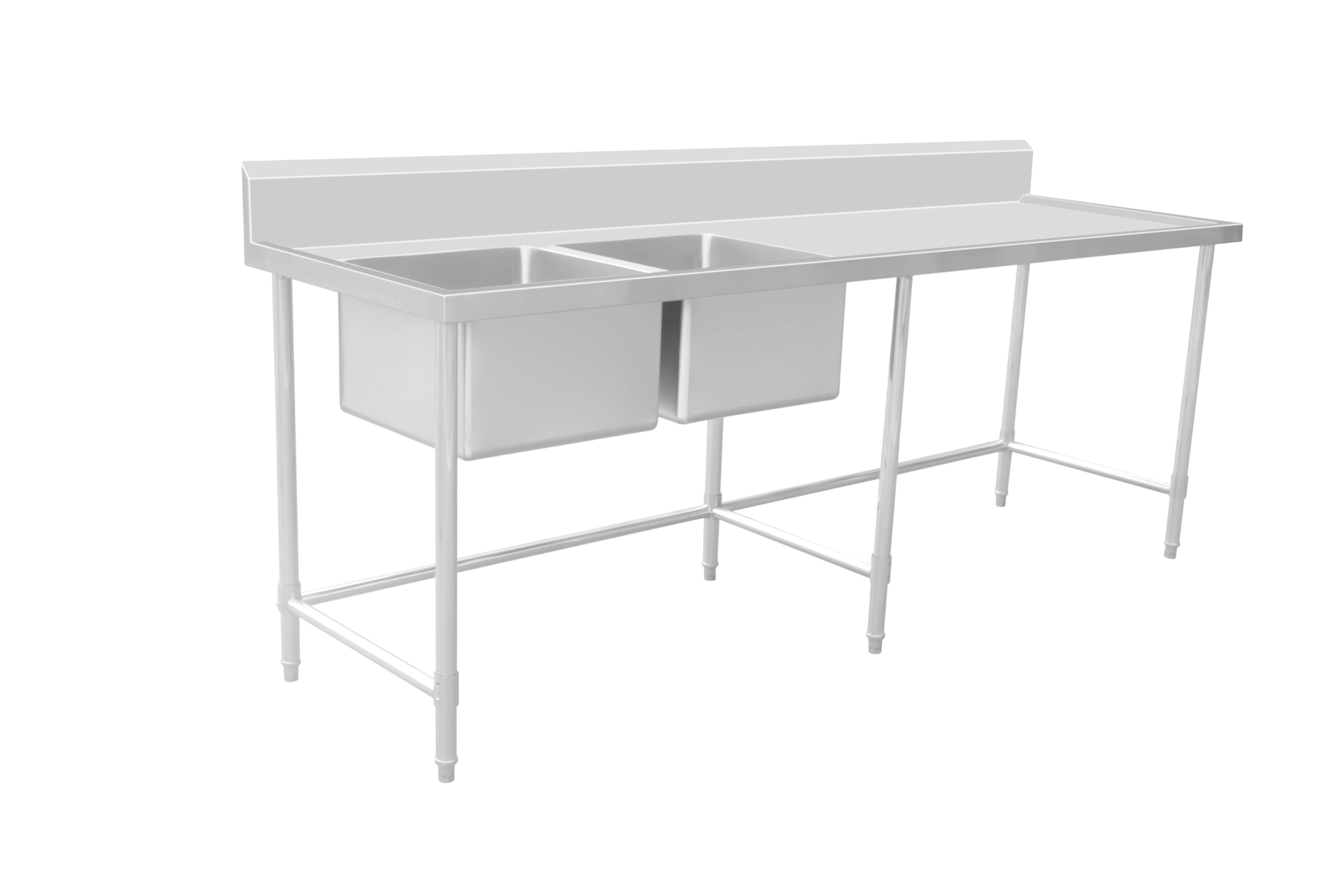 Kitchen Knock 631613 Work Bench - Double Sink with Leg Brace – Left Sink / 700 / ASD-2170L