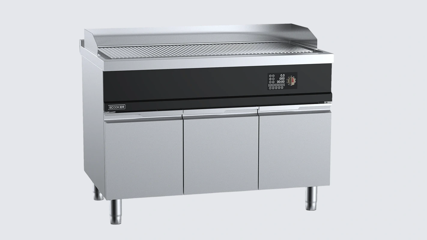 B+S SCOOKER HLKP12N-C12 Induction Grooved Griddle – 12 kW