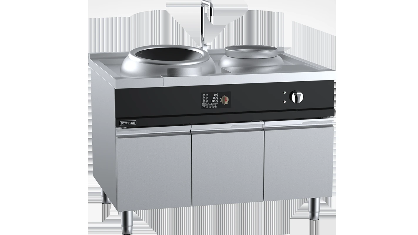 B+S SCOOKER HLXCDQ1-C14 Induction Single Wok With Rear Warming Pot