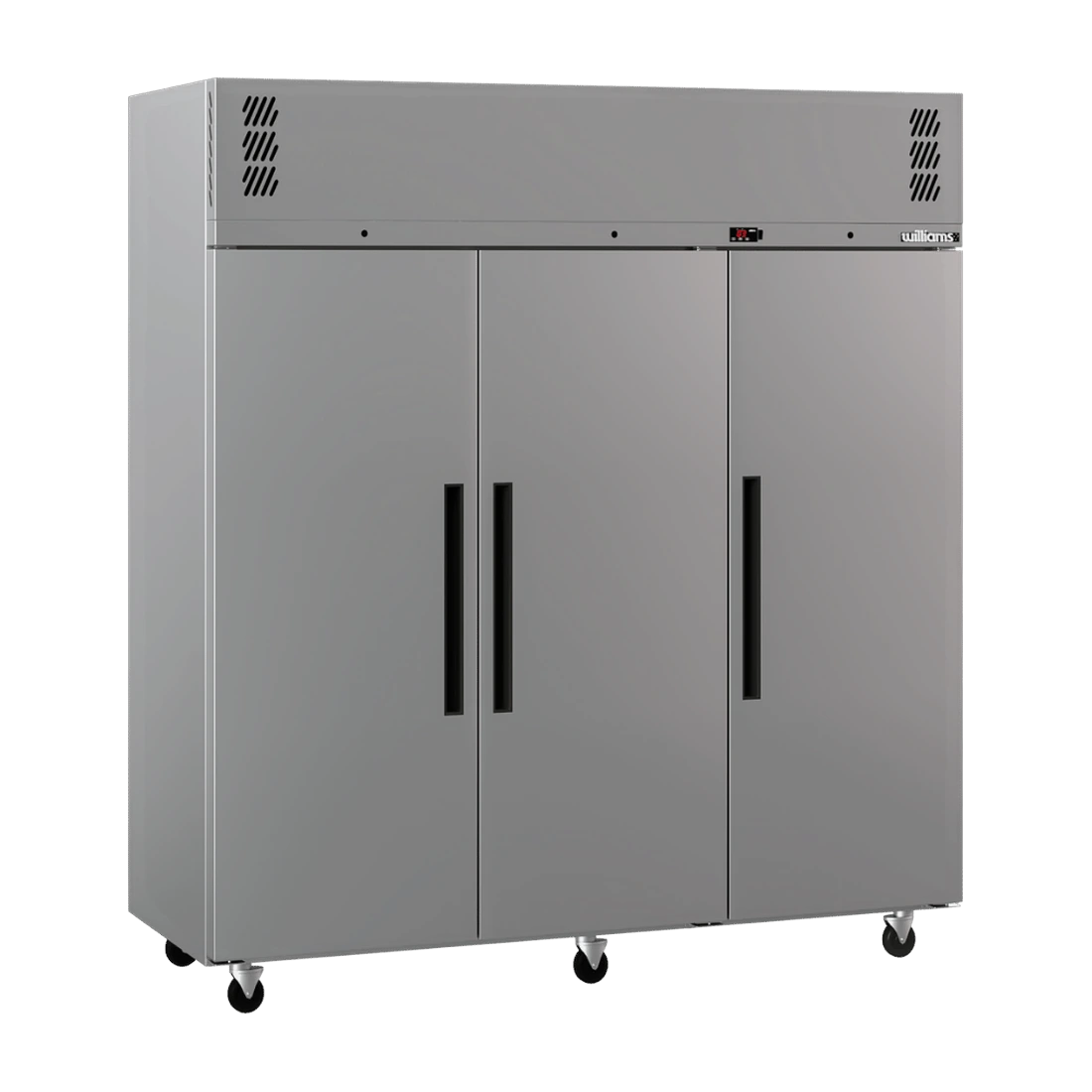 Williams LP3SSHC three-door stainless steel upright freezer, front view