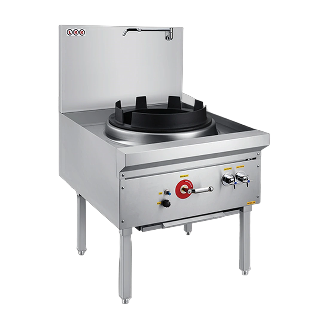 LKK 1B17 Waterless Gas Wok Table in stainless steel, front view