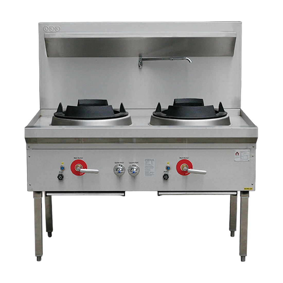 LKK 2B Waterless Gas Wok Table in stainless steel, front view