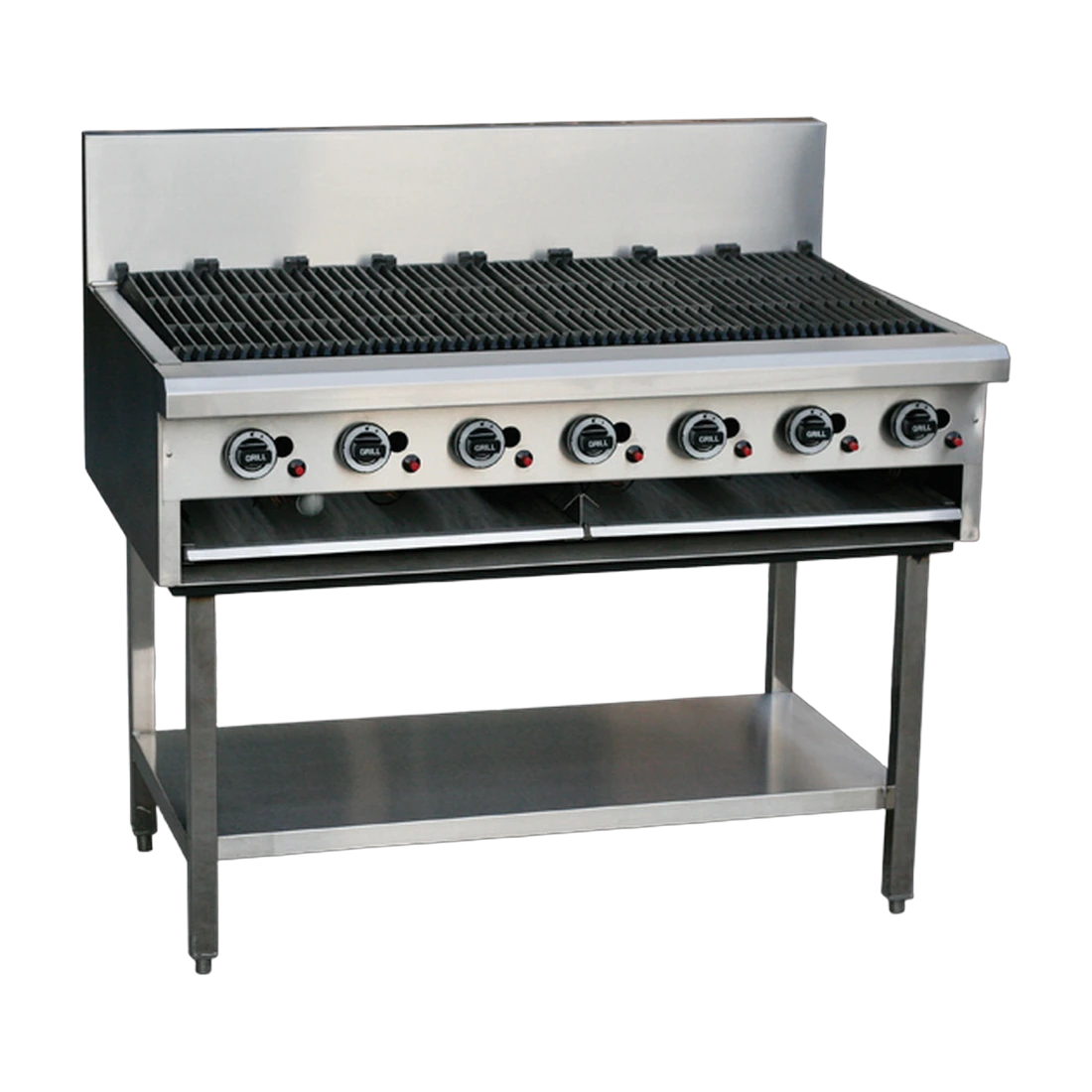 LKK CG12 Gas Chargrill in stainless steel, front view