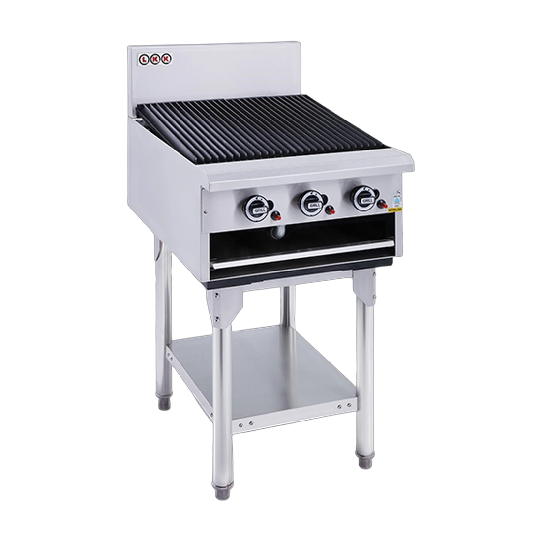 LKK CG6 Gas Chargrill in stainless steel, front view