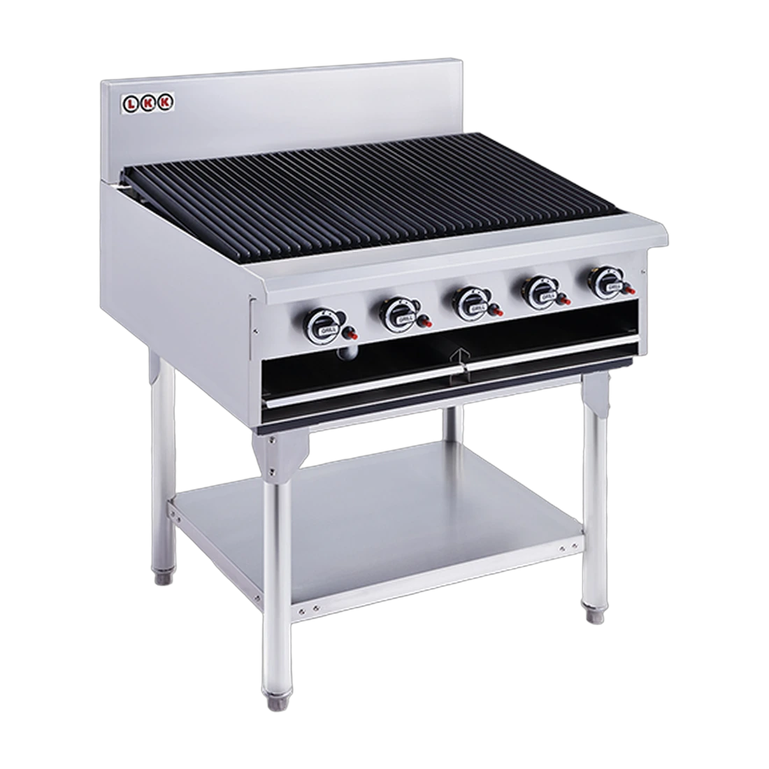 LKK CG9 Gas Chargrill in stainless steel, front view