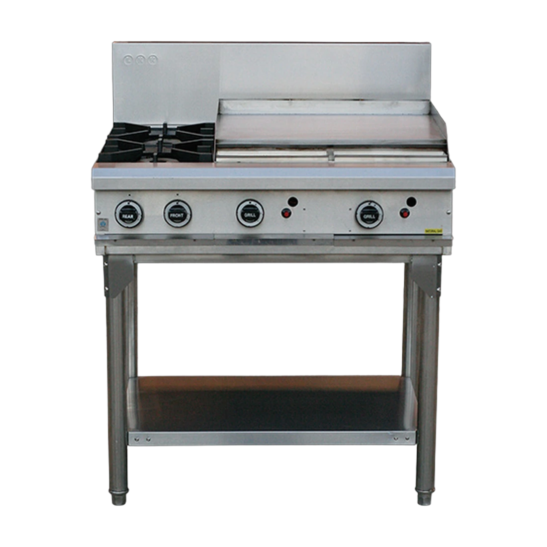 LKK OB6B Gas Cooktop & Griddle Combo in stainless steel, front view