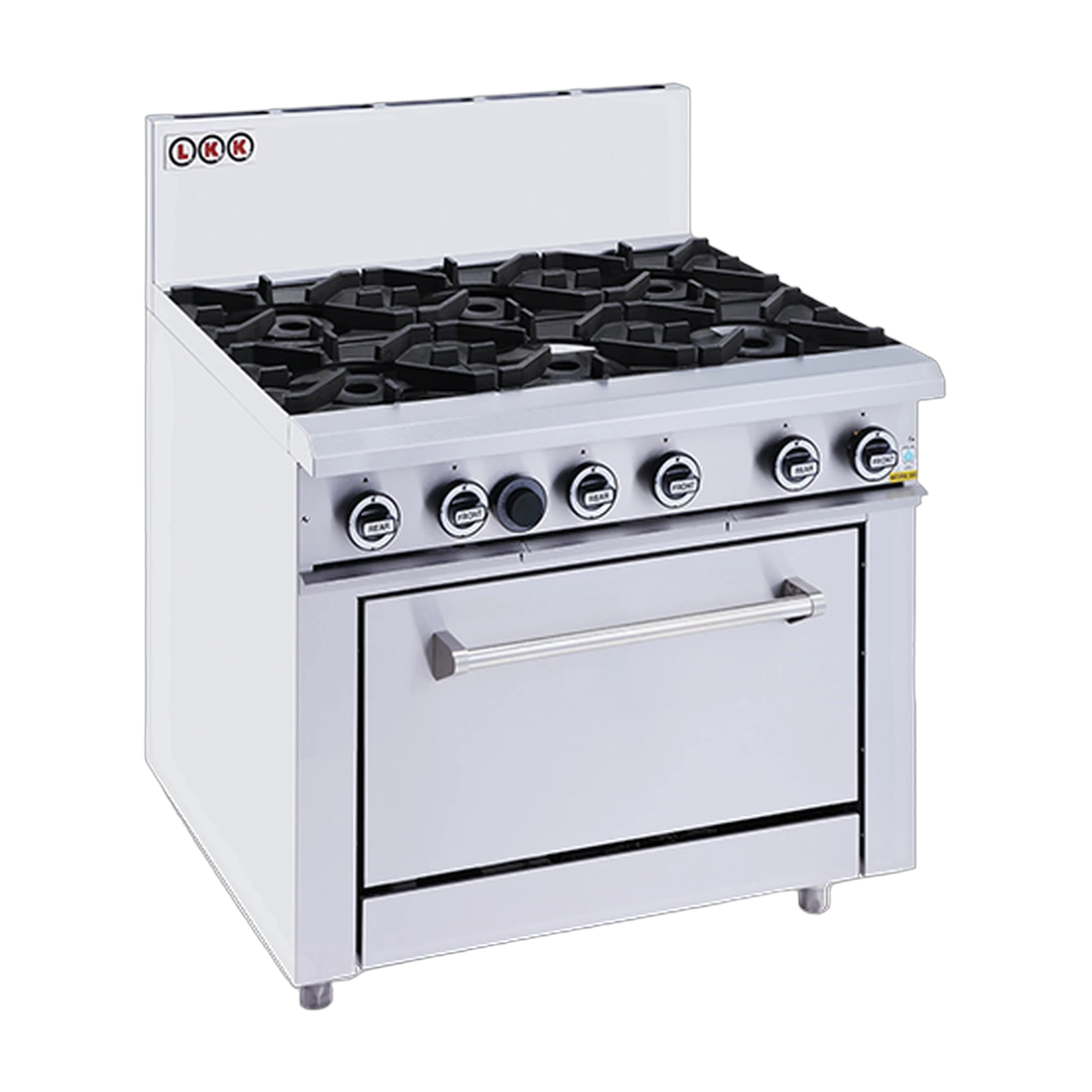 LKK OB6DO Gas Range with Static Oven in stainless steel, front view