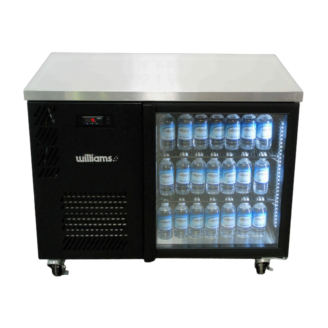 Williams HB1UGS back bar fridge in stainless steel, front view