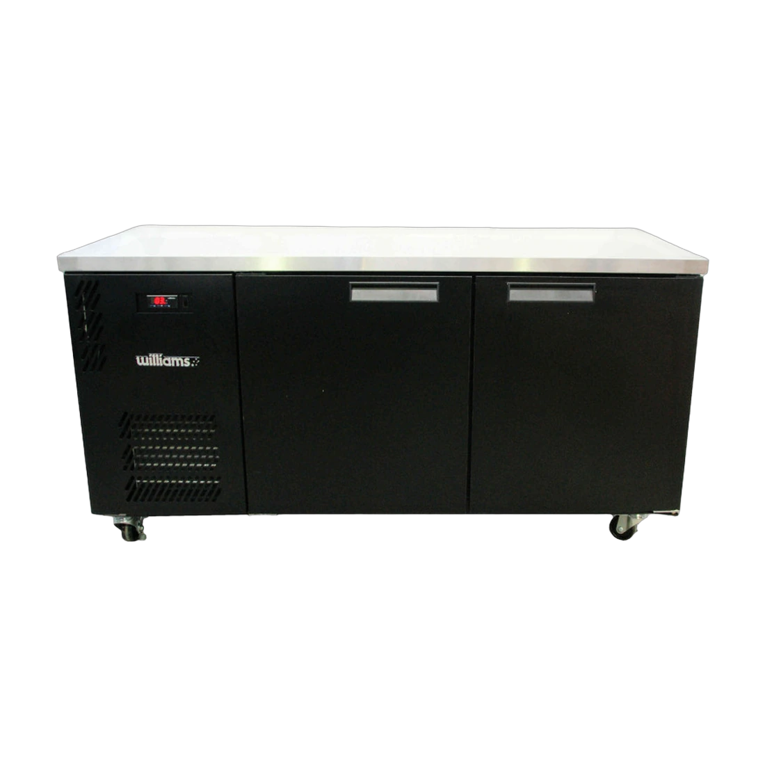 Williams HB2USBHC back bar fridge in black Colorbond, front view