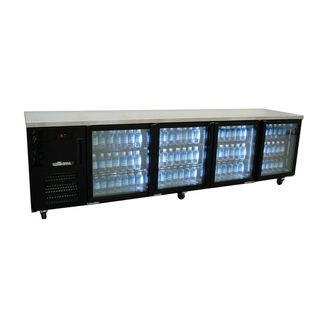 Williams HB4UGSHC back bar fridge in stainless steel, front view