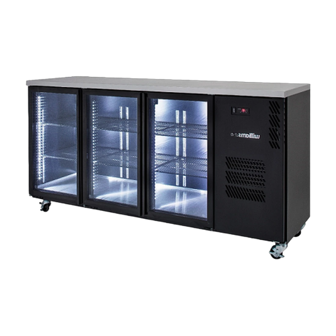 Williams HC3UGSHC back bar fridge in stainless steel, front view