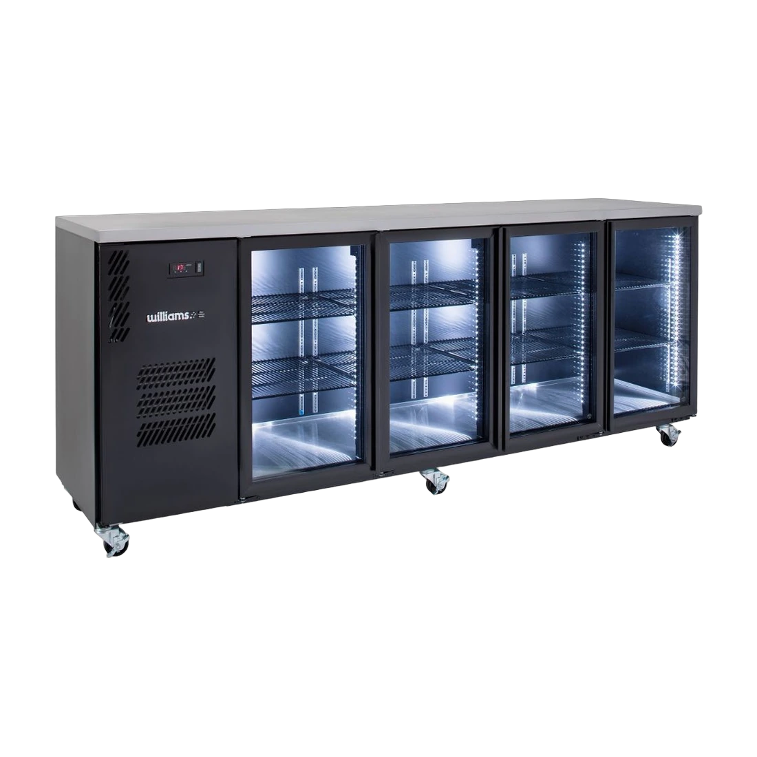 Williams HC4UGSHC back bar fridge in stainless steel, front view