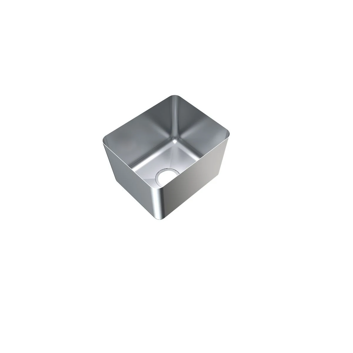3Monkeez HF10 weld-in sink bowl, open bowl and centre outlet, angled view